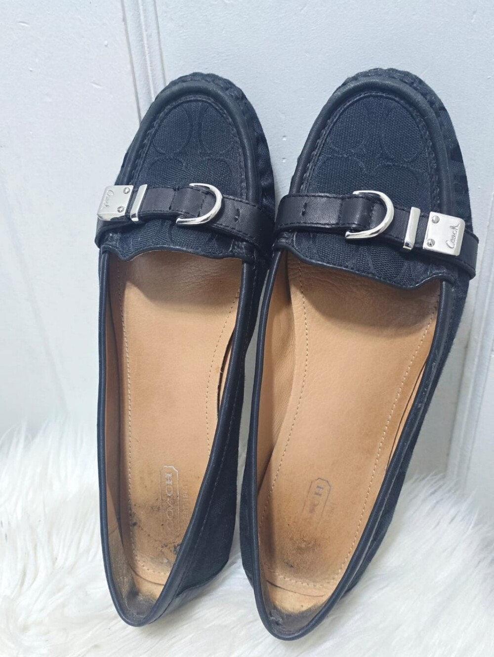 Coach Signature Jacquard Women Black Flats Shoes Loafers Sz 10B - Picture 5 of 8